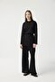 Polo Collar Slim Knitwear Tunic Trousers Set Black