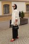 Shawl Collar Polka Dot Patterned Tunic White - 7