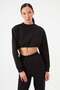 Crop Ribbed Waist Gathered Sweatshirt - 2
