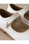 Girl's Buttoned White Matte Orthopedic Ballerina Shoes - 2