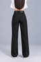 Women's High Waist Belted Front-Embellished Seasonal Wide-Letteed Fabric Pants - 3