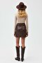 High Waist Fleto Pocket Detailed Vegan Leather Skirt - 4