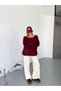 Furry Knitwear Sweater — Burgundy - 4