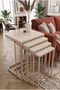 4-Wheel Zigon Coffee Table with Cream Legs and Travertine Top