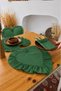 Mossy Series Green Heart Ruffled Linen Placemat / American Service Set of 6