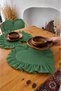 Mossy Series Green Heart Ruffled Linen Placemat / American Service Set of 6 - 2