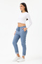Women's Blue Italian Lycra Trousers with Side Stripes, Sizes 38 - 46 - 3