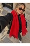 Soft Textured Red Tassel Scarf Shawl Shoulder Wrap