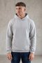 Gray Relaxed Fit Men's Hoodie 100% Cotton Hooded Sweatshirt with Kangaroo Pocket in Solid Color