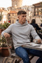 Gray Relaxed Fit Men's Hoodie 100% Cotton Hooded Sweatshirt with Kangaroo Pocket in Solid Color - 4