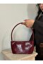 Women's Burgundy Petunya Model Baguette Shoulder Bag