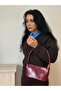 Women's Burgundy Petunya Model Baguette Shoulder Bag - 6