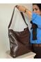 Women's Brown Melisa Model Casual Shoulder Bag with Silver Belt Detail - 3