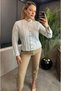 Gray Knitwear Cardigan with Lurex Fine Woven Detail - 2