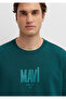 Logo Printed Green T-Shirt Loose Fit / Comfortable Loose Cut 0613570-90366 - 6