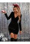 Women's long sleeve double-breasted asymmetrical hem velvet mini dress - 4