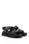 Women's Black Buckle-Strapped Genuine Leather Sandals - 5