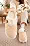 Women's Button Detailed, Soft, Plush, Washable Home Slippers, High Thick Sole, Warm Home Slippers