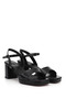 Women's Black Ankle Strap Platform Heels Sandals - 5