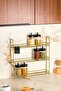 Gold 3-Tier Wall Hanging Shelf, Spice Rack Stand, Children's Room Organizer - Metal Stainless - 2