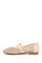 Women's Beige Antique Printed Mary Jane Genuine Leather Ballerinas - 5