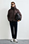 Enjoy Men's Hooded Goose down Inflatable Coat Brown - 3