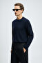 Dean Wool Blend Crew Neck Knitwear Sweater Navy Blue