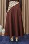 Women's Polka Dot Scarf Open Front Woven Skirt - 18272Etk Brown - 5