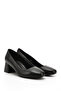 BLACK Gön Genuine Leather Blunt Toe Medium Thick Heeled Women's Shoes 24225 - 4