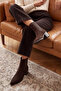 Women's Pointed Toe Cowboy Thick Heeled Double Elastic Chelsea Casual Heeled Boots Ropes Brown Suede S - 4