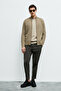 Enrico Zippered High Collar Knitwear Cardigan Beige - 2