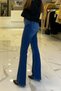 Ekol Indigo Button and Pocket Detailed Spanish Leg Jeans - 5