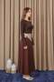 Women's Polka Dot Scarf Open Front Woven Skirt - 18272Etk Brown - 4