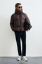 Enjoy Men's Hooded Goose down Inflatable Coat Brown - 6