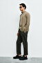 Enrico Zippered High Collar Knitwear Cardigan Beige - 4