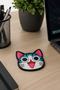 Happy Cat and Pink Teddy Bear Coaster Set of 4 - Pvc Non-Slip Coasters (2 Happy Cats + 2 Pink Teddy Bears) - 6