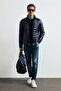 Luc Men's Goose down Shiny Inflatable Coat Navy Blue - 2