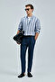Alberto Smart Men's Chino Trousers Comfort Pleated Navy Blue - 4