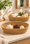 2 Li Oval Wicker Serving Basket Organizer Bread Basket 27*21cm