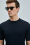 Spear Men's Cotton Sweater Dark Navy Blue - 3