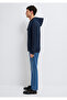 Hooded Zippered Navy Blue Basic Sweatshirt 0S10423-70490 - 5