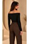 Women's Black Off Shoulder Viscose Long Sleeve Blouse - 8