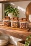 3-Piece Borosilicate Glass Storage Container Set with Acacia Wood Lid and Stand, Square Arch, 34X11.5 cm - 8