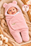 0-6 Months Pink Fiber Inside and Ears on the Outside Baby Girl Swaddle Plush Welsoft Fabric Newborn Hospital Release Sleeping Bag - 6