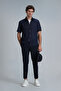 Karl Spor Men's Chino Trousers Slim Fit Navy Blue