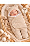 0-6 Months Mink Fiber Inside Ear-Shaped Baby Girl and Boy Swaddle Plush Welsoft Fabric Newborn Hospital Release Sleeping Bag