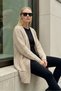 Women's Long Oversize Thick Knit - Soft Casual Knitwear Cardigan - with Pockets - Ecru - 3