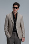 Jak Sports Men's Blazer Jacket Slim Fit Beige - 5