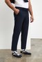 Floki men's elastic waist and laced woven comfortable cut navy blue trousers - 5