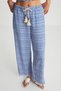 Linen Blended Blue Patterned Trousers - 4